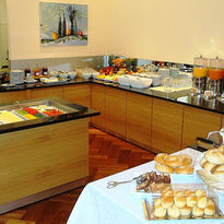 Large breakfast buffet in Hotel Fabrik